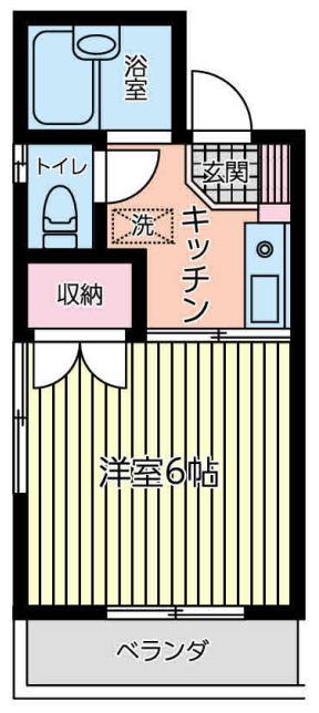 青山ハイツⅡ(1K/2階)の間取り写真