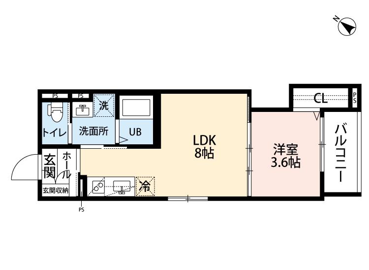 ROBOT HOME 吉塚(1LDK/1階)の間取り写真