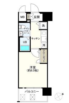 エスリード谷町六丁目(1K/9階)の間取り写真