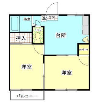 コーポ畑仲(2K/1階)の間取り写真