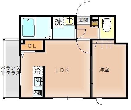 R-SEVENTEEN(1LDK/2階)の間取り写真