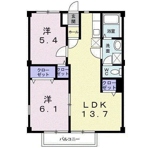 ふれあいハイツA(2LDK/1階)の間取り写真