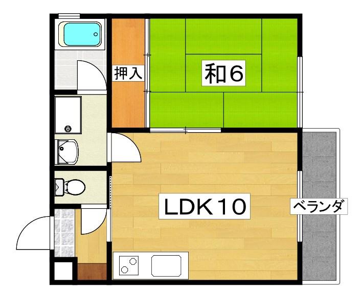 コーポ西森香里園(1LDK/3階)の間取り写真