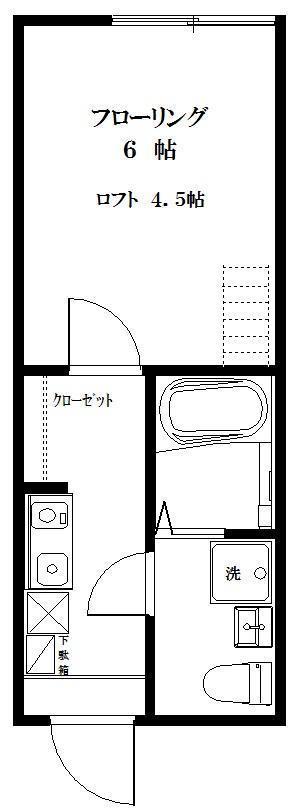 FUJIVIEW上大岡(1K/2階)の間取り写真