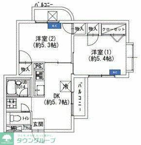 サクセスM(2DK/3階)の間取り写真