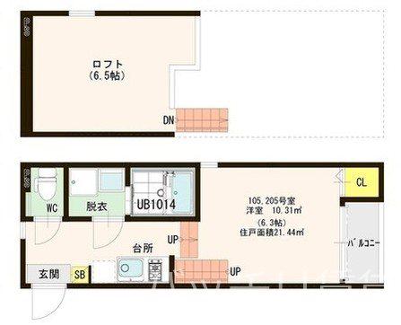 PARTIR(1K/2階)の間取り写真