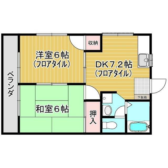 グレース湘南(2DK/2階)の間取り写真