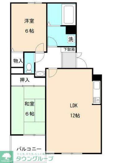アゼリア・M(2LDK/1階)の間取り写真