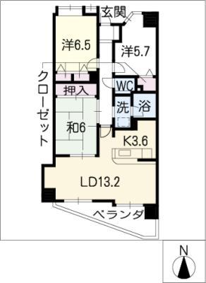 グレイス覚王山(3LDK/3階)の間取り写真