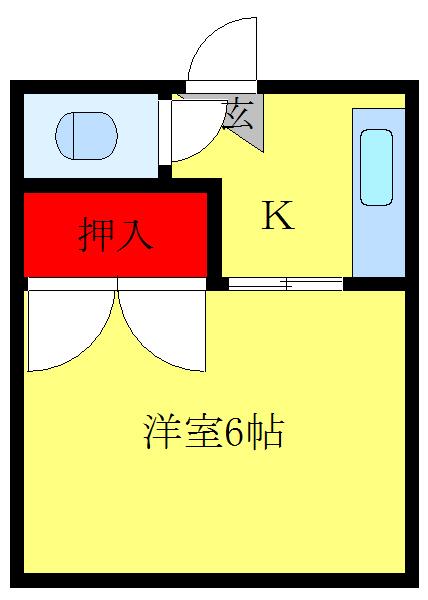 本田マンション1号棟(ワンルーム/4階)の間取り写真