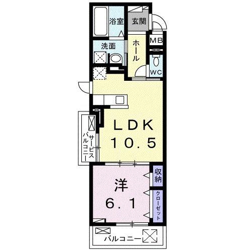 セントラル ピュア(1LDK/3階)の間取り写真