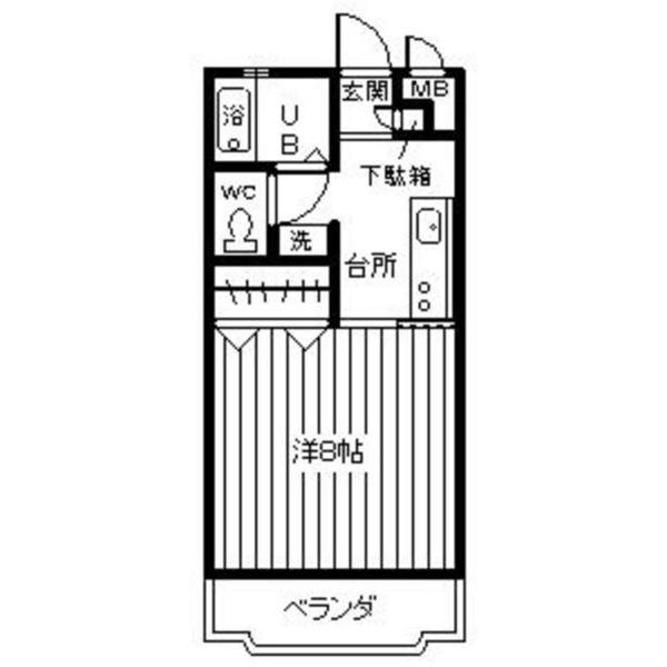 ウィンヒルズII(1K/2階)の間取り写真