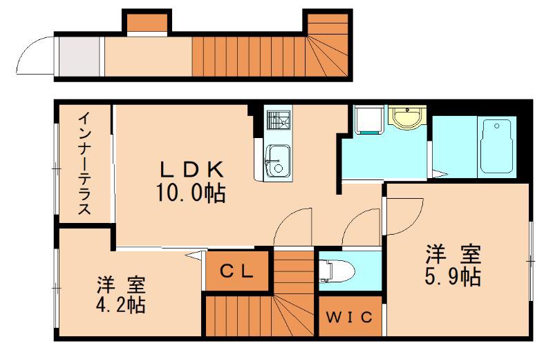 三苫3丁目アパート(2LDK/2階)の間取り写真