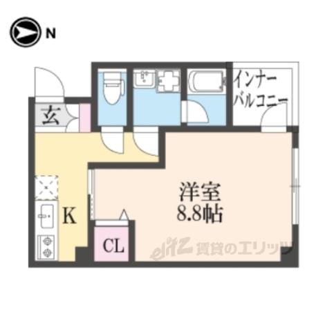 KKハウスⅡ(1K/3階)の間取り写真