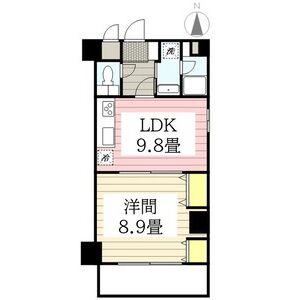 スカイフラット名古屋(1DK/2階)の間取り写真