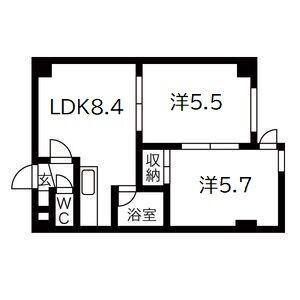 カーサフェリーチェN32(2LDK/4階)の間取り写真