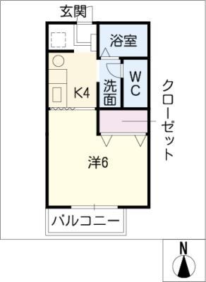 サンビレッジ大垣 D(1K/2階)の間取り写真