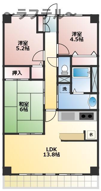 パルクメゾン(3LDK/2階)の間取り写真