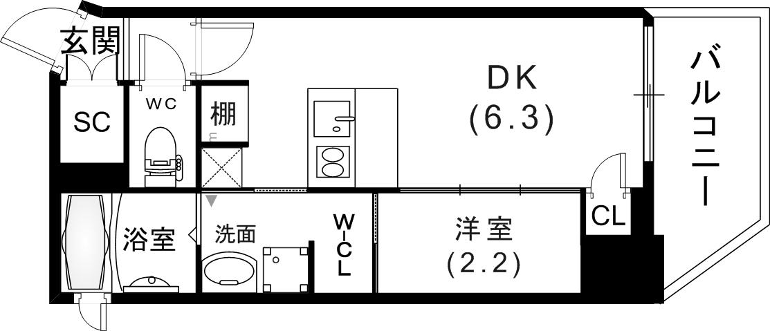 NEXT STAGE 神戸元町(1DK/3階)の間取り写真