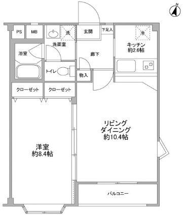 ガーデンハウス目黒(1LDK/2階)の間取り写真