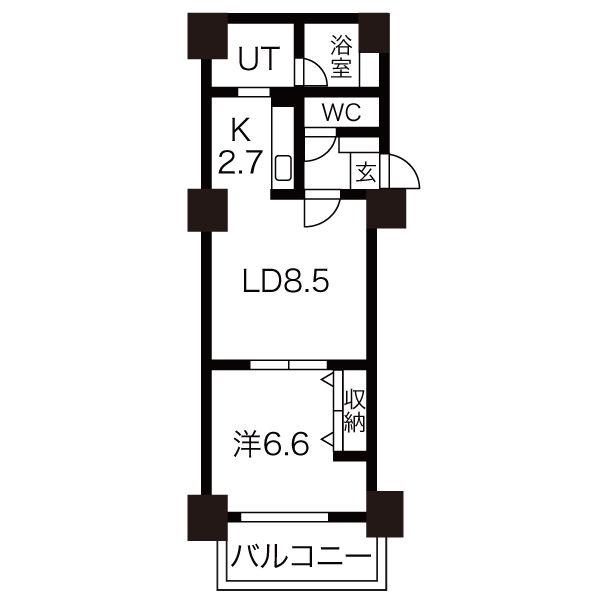 ROYAL HYATT(1LDK/4階)の間取り写真