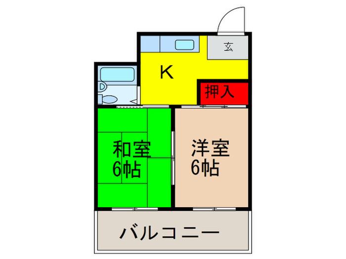 メゾンHANA針中野(2K/1階)の間取り写真
