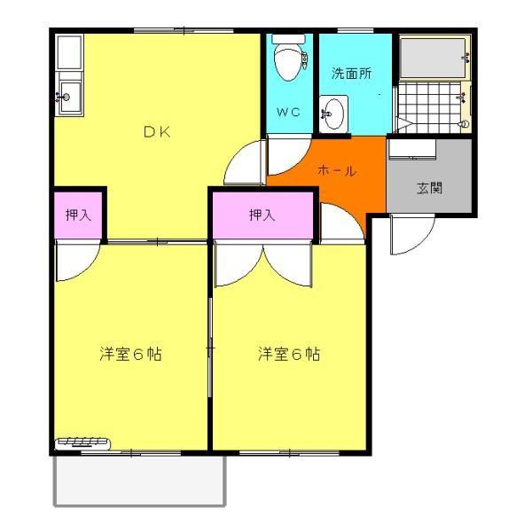 クラシックS(2DK/2階)の間取り写真