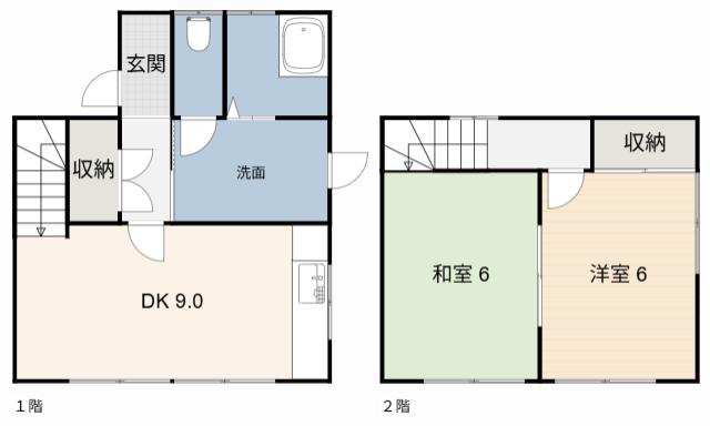 鶴田荘(2DK/1階)の間取り写真