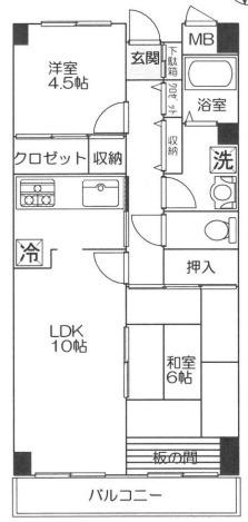 メルシーハイムⅡ(2LDK/1階)の間取り写真