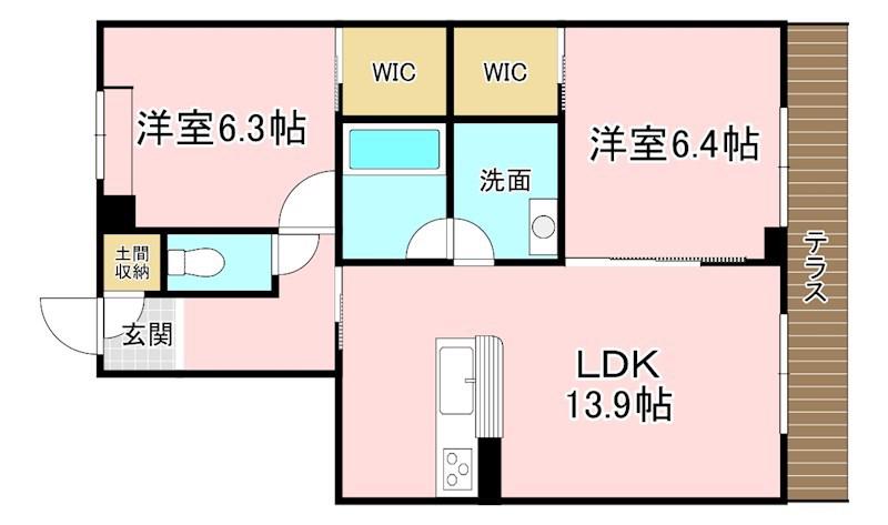 MAISON GRAND SOLEIL(2LDK/1階)の間取り写真