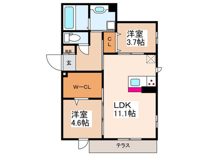 SHINYA BLDG.II(2LDK/3階)の間取り写真