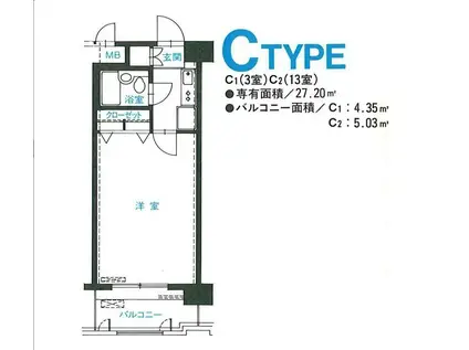 エグゼクティブ上杉(1K/3階)の間取り写真
