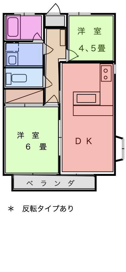 メゾンリリアル(2DK/2階)の間取り写真