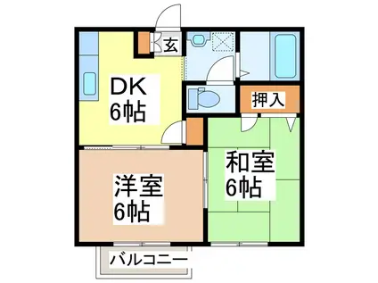 ユリ山崎(2DK/2階)の間取り写真