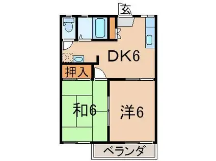 リリカルハウス(2DK/2階)の間取り写真