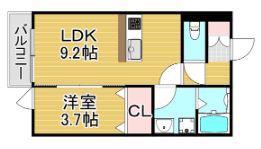 アシスト久留米西町(1LDK/2階)の間取り写真