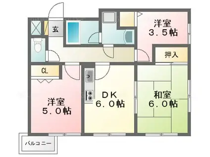 ライオンズマンション高田(3DK/7階)の間取り写真