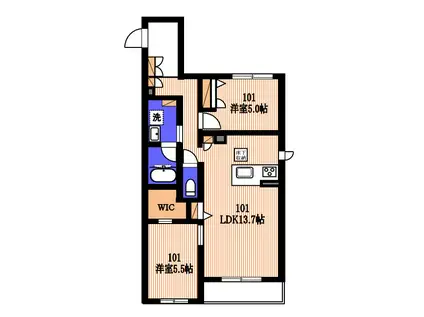 ヒュペリオン梶ヶ谷(2LDK/1階)の間取り写真