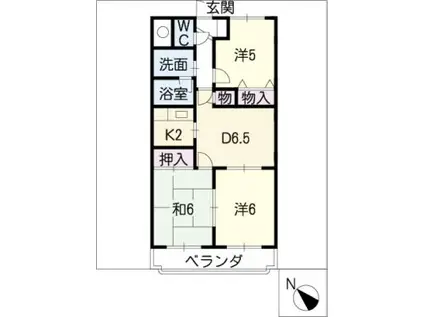 ハッピーエリアビスケット倶楽部(3DK/4階)の間取り写真