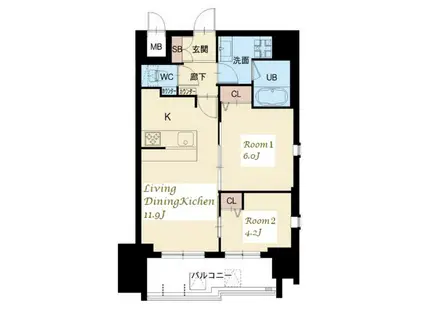 スプランディッド大山(2LDK/10階)の間取り写真