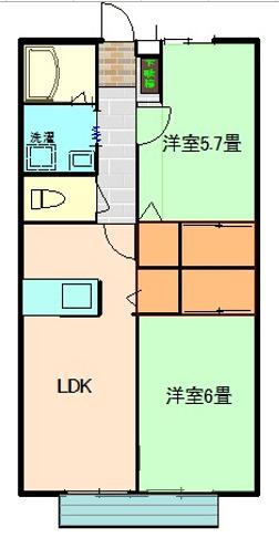 シティハウス西郷(2LDK/2階)の間取り写真