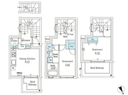 AGRATIO TERRACE 恵比寿 アグレシオテラス恵比寿(2DK/2階)の間取り写真