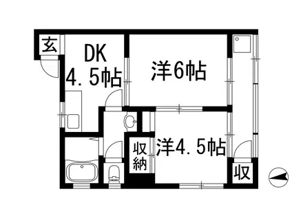 コーポヒカリ(2DK/4階)の間取り写真