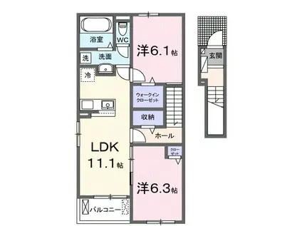 ＪＲ予讃線 伊予桜井駅 徒歩12分 2階建 築1年(2LDK/2階)の間取り写真