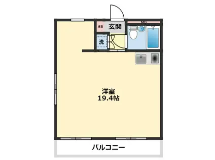 ライオンズマンション下総中山第2(ワンルーム/3階)の間取り写真