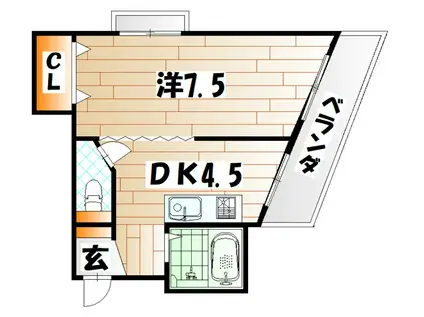 第2矢代マンション(1DK/3階)の間取り写真