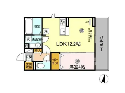 D-ROOM藤田 B棟(1LDK/2階)の間取り写真