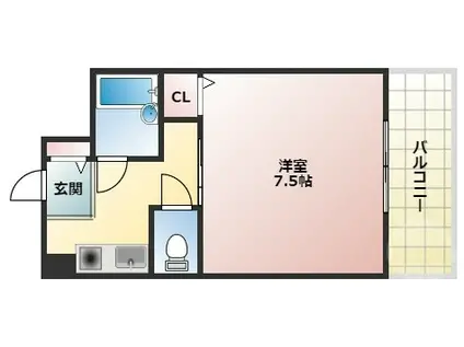 サバーブシティXIII(ワンルーム/9階)の間取り写真
