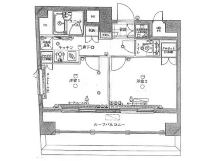 ルーブル高円寺伍番館(2K/6階)の間取り写真