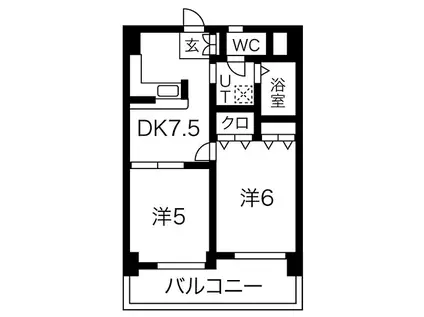 ニッセイ・ディーセント小笹(2DK/1階)の間取り写真